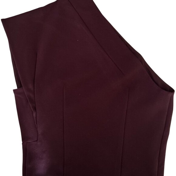 🦋NWT 🌸 EXPRESS STRUCTURED ONE SHOULDER PONTE CROPPED TOP BURGUNDY XS - Picture 6 of 6